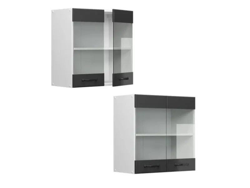Küchenschränke<Vicco Küchenglasschrank R-Line Glashängeschrank Anthrazit Landhaus/Weiß 60 cm