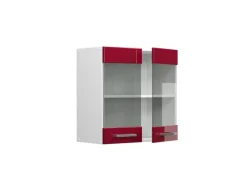 Vicco Küchenglasschrank R-Line Glashängeschrank Bordeaux Hochglanz/Weiß 60 cm< Schneidebretter|Wäschetrockner