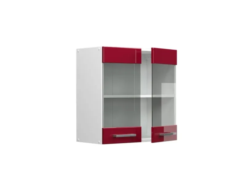 Vicco Küchenglasschrank R-Line Glashängeschrank Bordeaux Hochglanz/Weiß 60 cm< Schneidebretter|Wäschetrockner