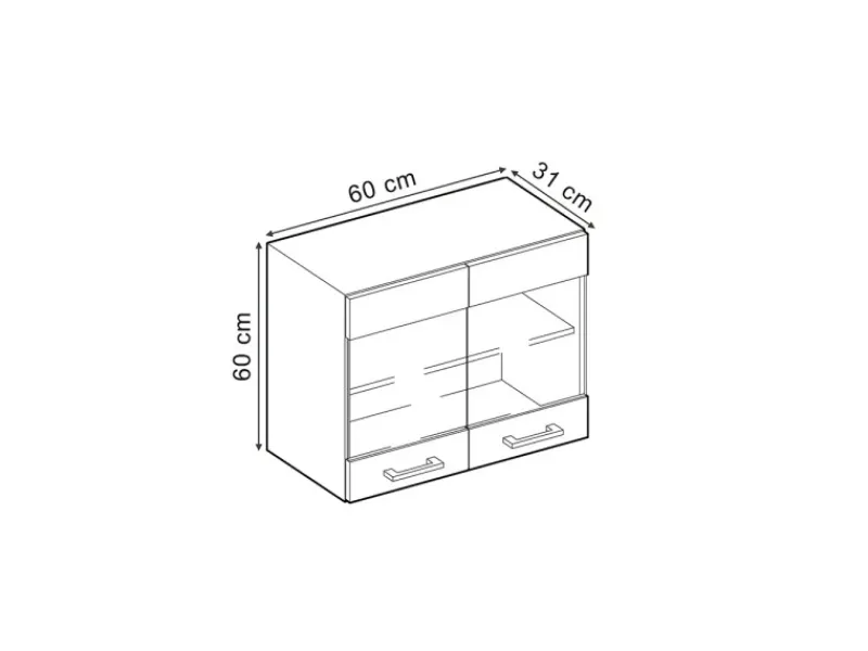 Küchenschränke<Vicco Küchenglasschrank R-Line Glashängeschrank Schwarz Hochglanz/Weiß 60 cm