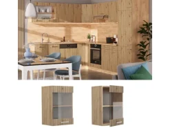 Küchenschränke<Vicco Küchenglasschrank R-Line Glashängeschrank Artisan-Eiche/Goldkraft Eiche 40 cm