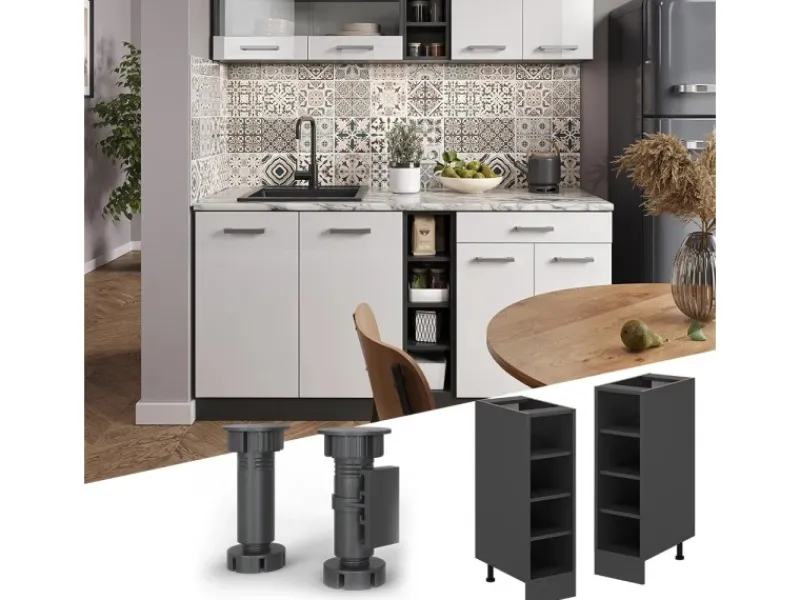 Clearance Vicco Küchenregal R-Line Offener Küchenschrank 25 cm ohne Arbeitsplatte Anthrazit