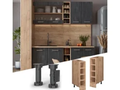 Discount Vicco Küchenregal R-Line Offener Küchenschrank Goldkraft /Goldkraft AP Marmor mit Goldkraft Korpus Eiche