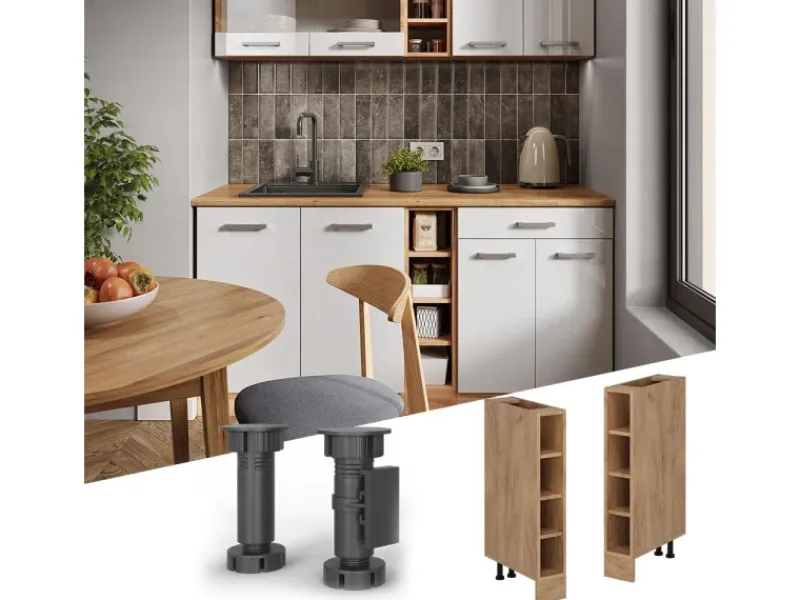 Küchenregale|Küchenschränke<Vicco Küchenregal R-Line Offener Küchenschrank Goldkraft 15 cm ohne Arbeitsplatte