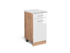 Outlet Vicco Küchenschrank R-Line Schubladenschrank für die Küche Hochglanz 40 cm AP Marmor Weiß