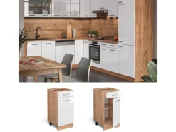 Outlet Vicco Küchenschrank R-Line Schubladenschrank für die Küche Hochglanz 40 cm AP Marmor Weiß