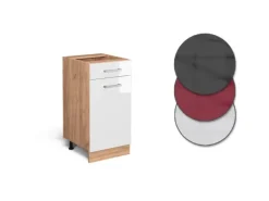 Outlet Vicco Küchenschrank R-Line Schubladenschrank für die Küche Hochglanz 40 cm AP Marmor Weiß