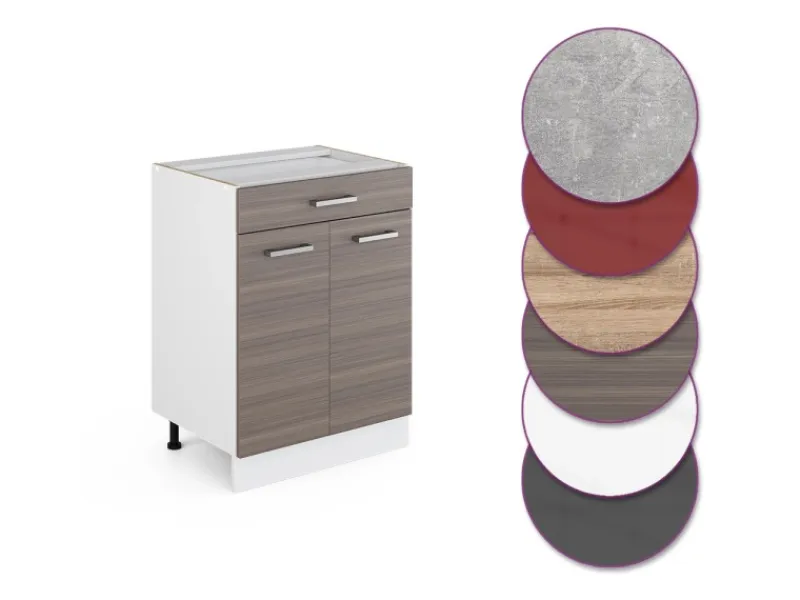 New Vicco Küchenschrank R-Line 60 cm mit Schublade ohne Arbeitsplatte Edelgrau