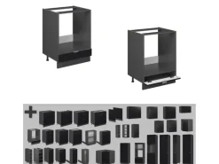 Discount Vicco Küchenschränke Fame-Line Gestreift 60 cm ohne Arbeitsplatte Schwarz