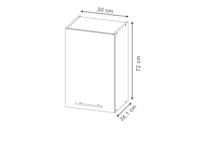 Outlet Vicco Küchenschränke Fame-Line Hängender Küchenschrank Gestreift 30 cm Schwarz