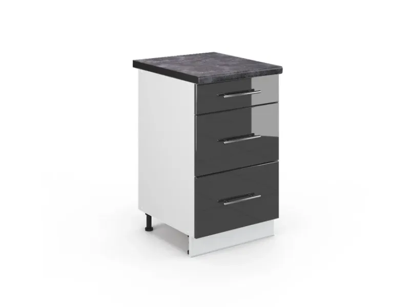 Vicco Küchenschränke Fame-Line Schubladenschrank für die Küche Hochglanz/Weiß< Küchenschränke