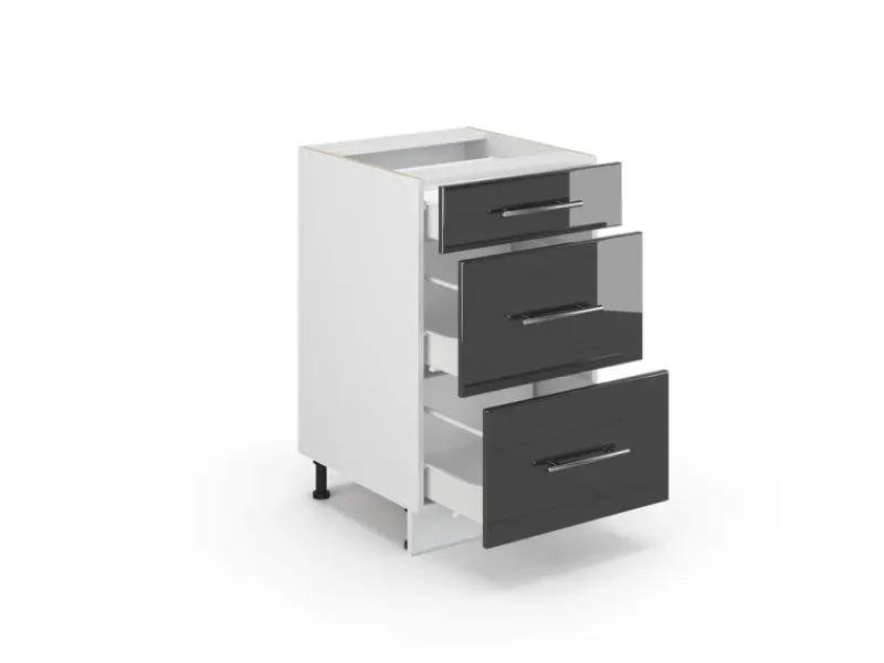 Vicco Küchenschränke Fame-Line Schubladenschrank für die Küche Hochglanz/Weiß< Küchenschränke