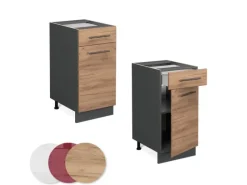 Online Vicco Küchenunterschrank Fame-Line Goldkraft /Anthrazit 40 cm ohne Arbeitsplatte Eiche
