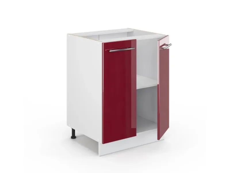 New Vicco Küchenunterschrank Fame-Line Bordeaux Hochglanz/Weiß 60 cm ohne Arbeitsplatte Bordeaux-Glanz