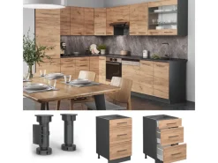 Pantryküchen|Einbauküchen<Vicco Küchenunterschrank Fame-Line Goldkraft /Anthrazit 50 cm ohne Arbeitsplatte