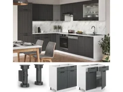 Vicco Küchenunterschrank Fame-Line Anthrazit/Weiß 80 cm ohne Arbeitsplatte< Küchenschränke