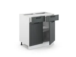 Vicco Küchenunterschrank Fame-Line Anthrazit/Weiß 80 cm ohne Arbeitsplatte< Küchenschränke
