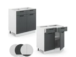 Vicco Küchenunterschrank Fame-Line Anthrazit/Weiß 80 cm ohne Arbeitsplatte< Küchenschränke
