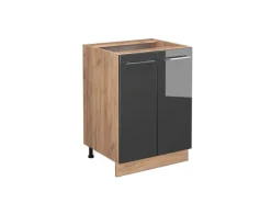 Discount Vicco Küchenunterschrank Fame-Line Hochglanz/Goldkraft Eiche 60 cm ohne Arbeitsplatte Anthrazit