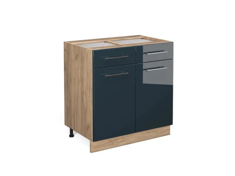 Vicco Küchenunterschrank Fame-Line Hochglanz/Goldkraft Eiche 80 cm ohne Arbeitsplatte< Küchenschränke