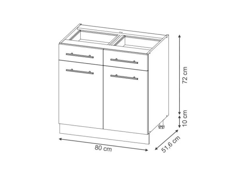 Vicco Küchenunterschrank Fame-Line Hochglanz/Goldkraft Eiche 80 cm ohne Arbeitsplatte< Küchenschränke