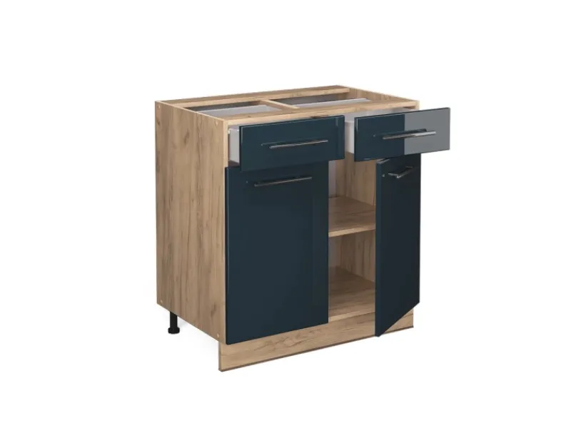 Vicco Küchenunterschrank Fame-Line Hochglanz/Goldkraft Eiche 80 cm ohne Arbeitsplatte< Küchenschränke