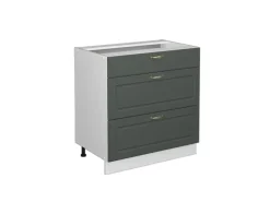 Hot Vicco Küchenunterschrank Fame-Line Grün-Gold Landhaus/Weiß 80 cm mit 3 Schubladen ohne Arbeitsplatte Dunkelgrün