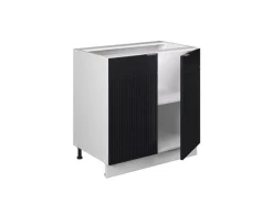Outlet Vicco Küchenunterschrank Fame-Line Gestreift 80 cm mit Regal AP Marmor Schwarz