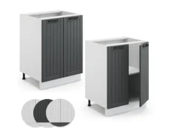 Discount Vicco Küchenunterschrank Fame-Line Anthrazit/Weiß 60 cm ohne Arbeitsplatte Anthrazitgrau