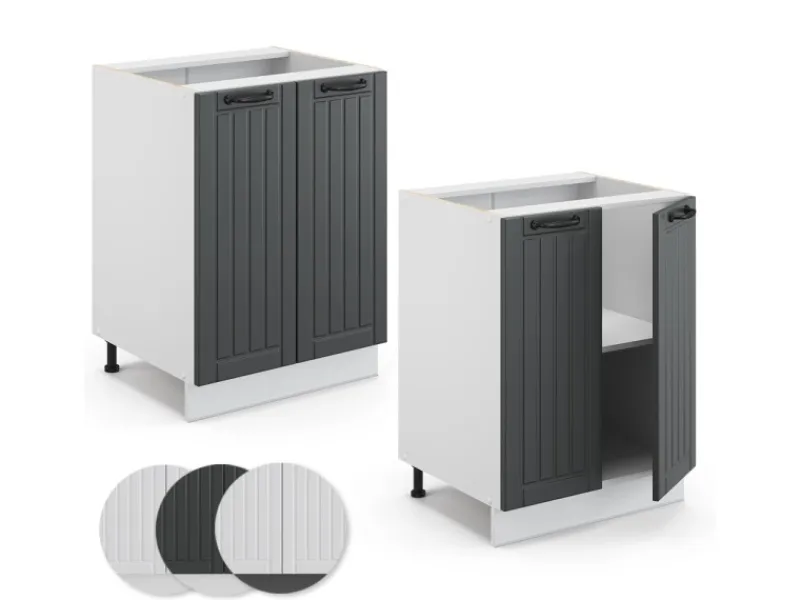 Discount Vicco Küchenunterschrank Fame-Line Anthrazit/Weiß 60 cm ohne Arbeitsplatte Anthrazitgrau