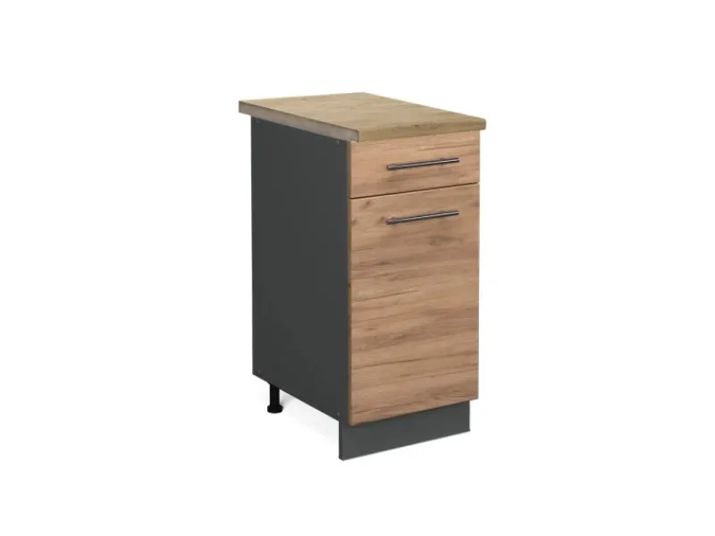 Outlet Vicco Küchenunterschrank Fame-Line Goldkraft /Anthrazit 40 cm AP Eiche