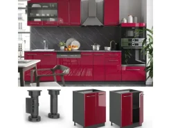 Vicco Küchenunterschrank Fame-Line Bordeaux Hochglanz/Anthrazit 60 cm ohne Arbeitsplatte< Küchenschränke