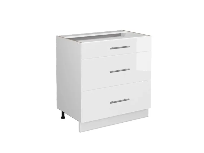 Pantryküchen|Einbauküchen<Vicco Küchenunterschrank Fame-Line Hochglanz/ 80 cm mit 3 Schubladen ohne Arbeitsplatte