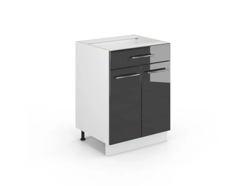 Vicco Küchenunterschrank Fame-Line Hochglanz/Weiß 60 cm mit Schublade ohne Arbeitsplatte< Küchenschränke