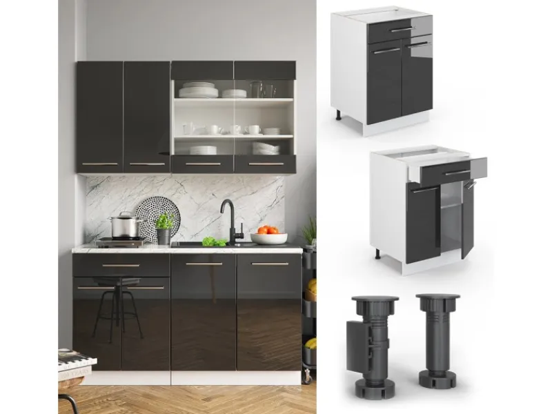 Vicco Küchenunterschrank Fame-Line Hochglanz/Weiß 60 cm mit Schublade ohne Arbeitsplatte< Küchenschränke