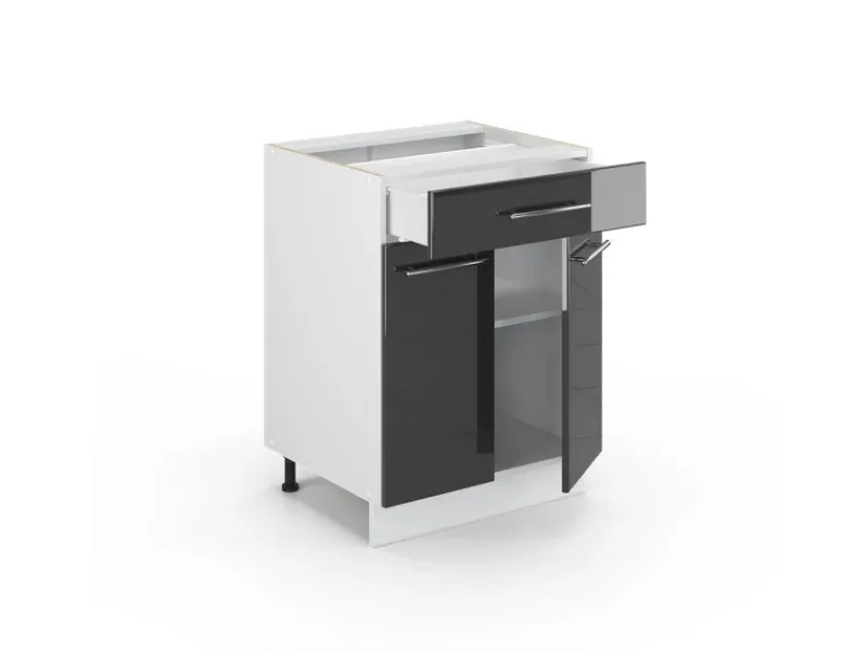 Vicco Küchenunterschrank Fame-Line Hochglanz/Weiß 60 cm mit Schublade ohne Arbeitsplatte< Küchenschränke