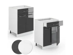 Vicco Küchenunterschrank Fame-Line Hochglanz/Weiß 60 cm mit Schublade ohne Arbeitsplatte< Küchenschränke