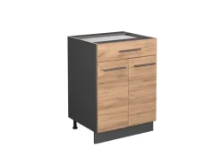 Vicco Küchenunterschrank Fame-Line Goldkraft /Anthrazit 60 cm mit Schublade ohne Arbeitsplatte< Küchenschränke