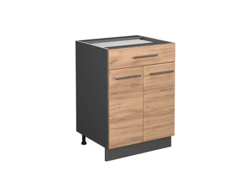 Vicco Küchenunterschrank Fame-Line Goldkraft /Anthrazit 60 cm mit Schublade ohne Arbeitsplatte< Küchenschränke
