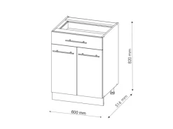 Vicco Küchenunterschrank Fame-Line Goldkraft /Anthrazit 60 cm mit Schublade ohne Arbeitsplatte< Küchenschränke