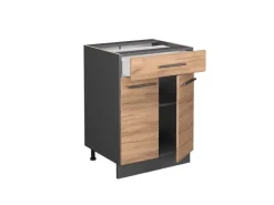 Vicco Küchenunterschrank Fame-Line Goldkraft /Anthrazit 60 cm mit Schublade ohne Arbeitsplatte< Küchenschränke