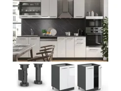 Outlet Vicco Küchenunterschrank Fame-Line Hochglanz/Anthrazit 60 cm ohne Arbeitsplatte Weiß