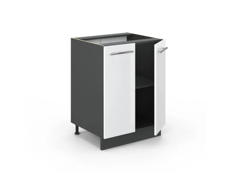 Outlet Vicco Küchenunterschrank Fame-Line Hochglanz/Anthrazit 60 cm ohne Arbeitsplatte Weiß