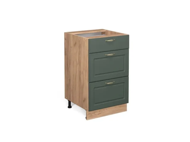 Vicco Küchenunterschrank Fame-Line Grün-Gold Landhaus/Goldkraft Eiche 50 cm ohne Arbeitsplatte< Küchenschränke