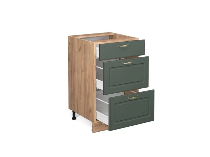 Vicco Küchenunterschrank Fame-Line Grün-Gold Landhaus/Goldkraft Eiche 50 cm ohne Arbeitsplatte< Küchenschränke