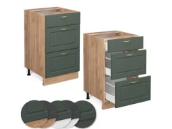 Vicco Küchenunterschrank Fame-Line Grün-Gold Landhaus/Goldkraft Eiche 50 cm ohne Arbeitsplatte< Küchenschränke