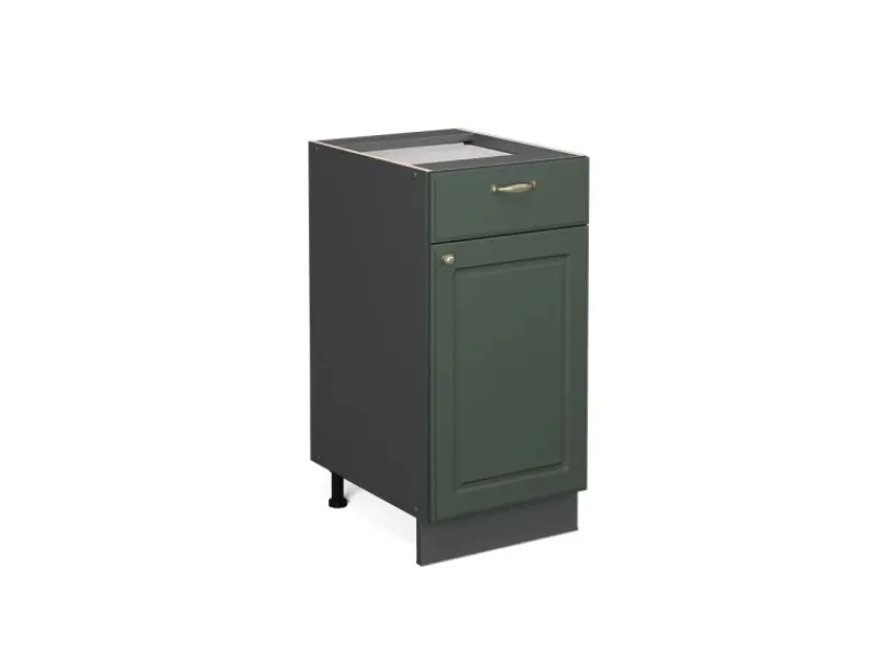 Vicco Küchenunterschrank Fame-Line Grün-Gold Landhaus/Anthrazit 40 cm ohne Arbeitsplatte Dunkelgrün
