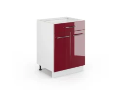 Vicco Küchenunterschrank Fame-Line Bordeaux Hochglanz 60 cm mit Schublade ohne Arbeitsplatte< Single-Küchen|Pantryküchen