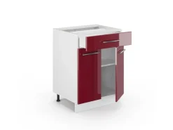 Vicco Küchenunterschrank Fame-Line Bordeaux Hochglanz 60 cm mit Schublade ohne Arbeitsplatte< Single-Küchen|Pantryküchen