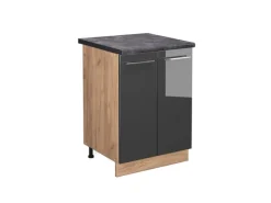 Vicco Küchenunterschrank Fame-Line Hochglanz/Goldkraft Eiche 60 cm AP< Küchenschränke